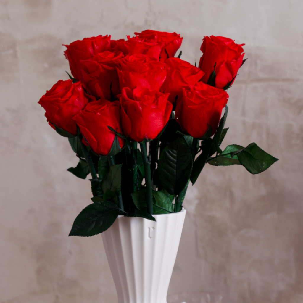 Rococco Roses 12 Long-Stem Forever Roses in Porcelain Vase | Rococo – ROCOCO ...